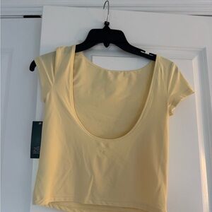 Yellow Scoop Neck Women's Top